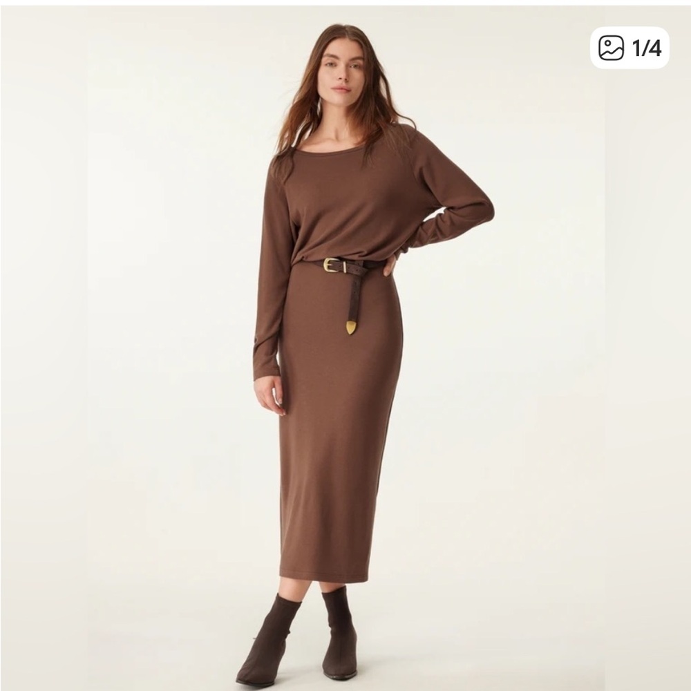 OGL Relaxed Boatneck Midi Dress